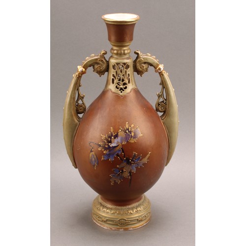 281 - An Ernst Wahliss Vienna ovoid vase, decorated with flowers and gilt, 34cm high, printed marks, c.190... 