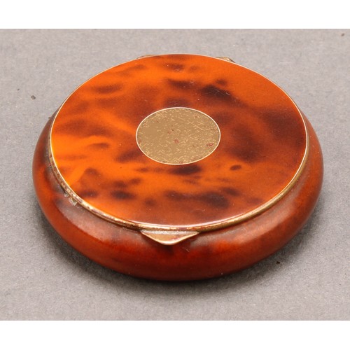 1405 - Vintage Fashion and Luxury Goods - a Gucci faux tortoiseshell circular rouge box or compact, hinged ... 