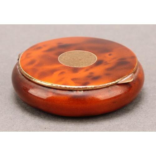 1405 - Vintage Fashion and Luxury Goods - a Gucci faux tortoiseshell circular rouge box or compact, hinged ... 