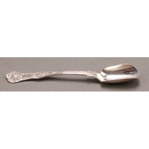 667 - A Victorian silver Queen's pattern stilton scoop, 21cm long, Francis Higgins III, London 1859