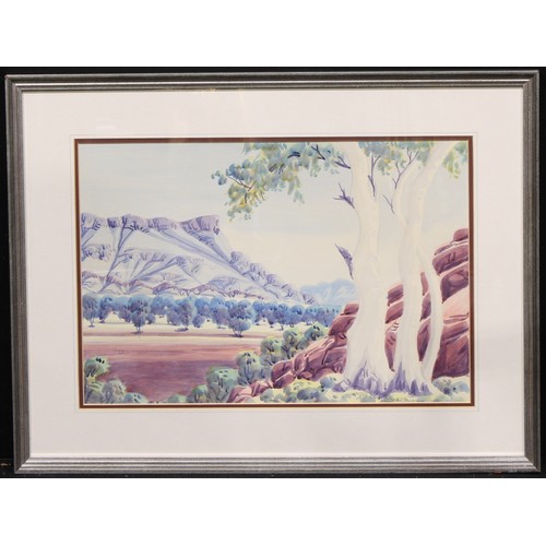 513 - Walter Ebatarinja (1915-1968)
Australian Landscape,
signed, watercolour, 35cm x 51.5cm