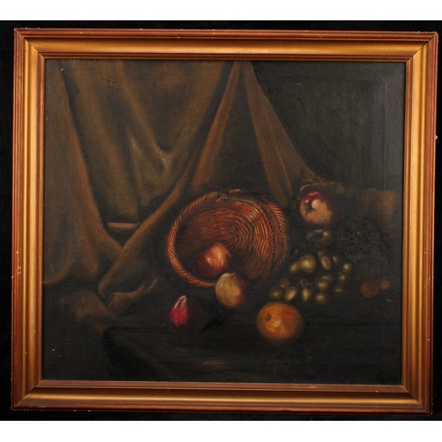 555 - English School (early 20th century)
Still Life, Fruit and an Overturned Basket,
oil on canvas, 44.5c... 