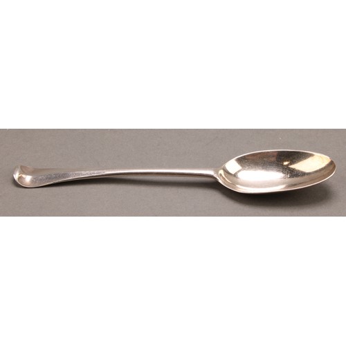 654 - A George II Irish silver Hanoverian pattern table spoon, 21.5cm long, Dublin 1758