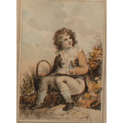 609 - English School (18th century)
A Boy, sitting with his basket aside, holding a bird
unsigned, waterco... 