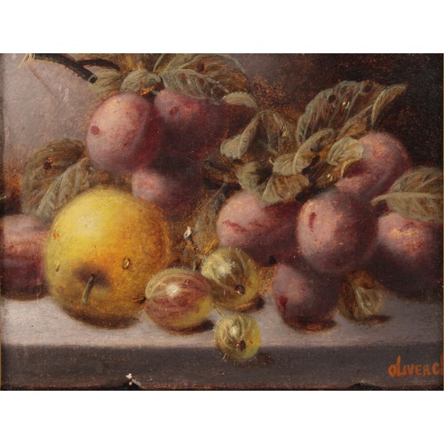 462 - Oliver Clare (1853 - 1927)
A pair, Still Lives, Ripe Fruit on a Ledge
signed, oil on board, 11.5cm x... 