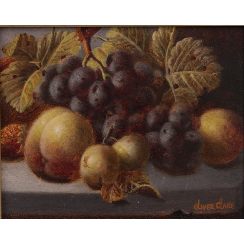 462 - Oliver Clare (1853 - 1927)
A pair, Still Lives, Ripe Fruit on a Ledge
signed, oil on board, 11.5cm x... 