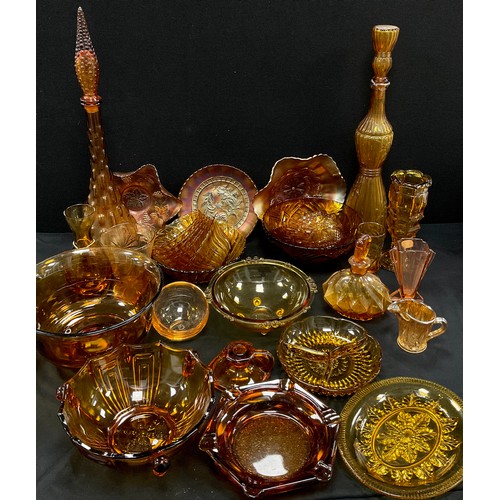 517 - Early 20th century amber glass including; fruit/deserts sets, bowls, vases; etc.