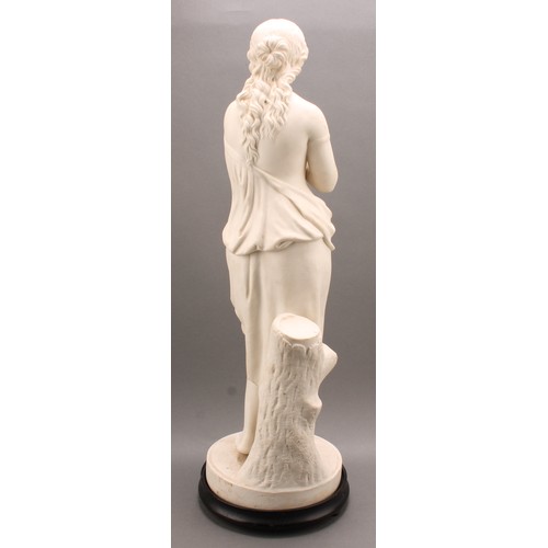 24 - A Copeland Parian ware figure, of Penelophon the Beggar Maid, after William Brodie, hardwood stand, ... 