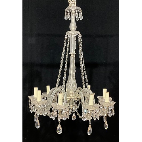 2483 - An 18th century style glass nine-light electrolier, 95.5cm high under fitting