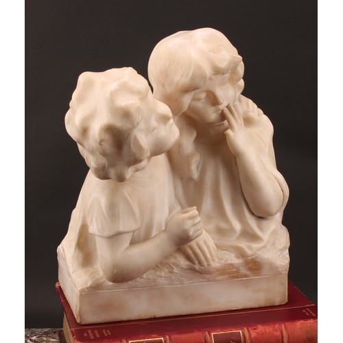 2555 - Schimmelpfennig (early 20th century), an alabaster sculpture, Consolation, 34.5cm high, 27.5cm wide