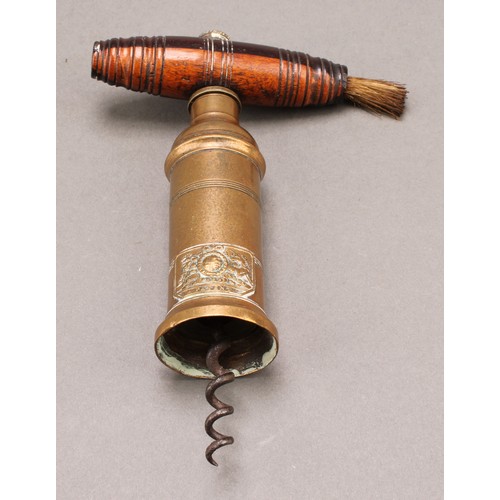 1963 - Helixophilia - a 19th century Lund’s patent mechanical corkscrew, brass barrel applied with Royal Co... 