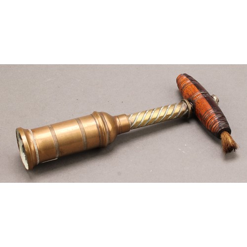 1963 - Helixophilia - a 19th century Lund’s patent mechanical corkscrew, brass barrel applied with Royal Co... 