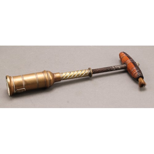 1963 - Helixophilia - a 19th century Lund’s patent mechanical corkscrew, brass barrel applied with Royal Co... 