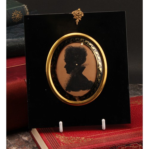 1956 - English School (19th century), a silhouette, portrait of a lady, bust length, facing to Dexter, wate... 