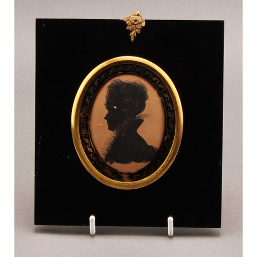 1956 - English School (19th century), a silhouette, portrait of a lady, bust length, facing to Dexter, wate... 