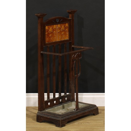 1509 - An Art Nouveau cast iron walking stick or umbrella stand, 89cm high, 49.5cm wide, 26cm deep, c.1905