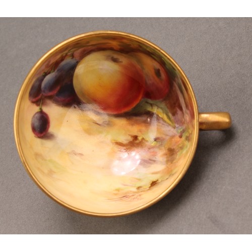 141 - A Royal Worcester cabinet cup and saucer, painted by Price and W. Austin, signed, with ripening frui... 