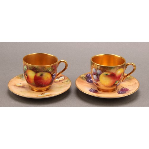 144 - A Royal Worcester cabinet cup and saucer, painted by W. Hale and E. Townsend, signed, with ripening ... 