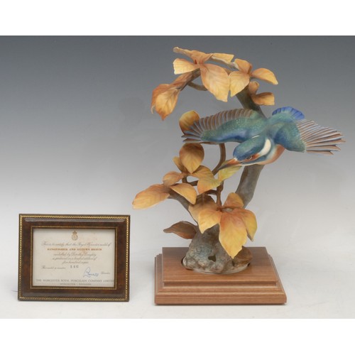 154 - A Royal Worcester porcelain model, Kingfisher and Autumn Beech, modelled by Dorothy Doughty, limited... 