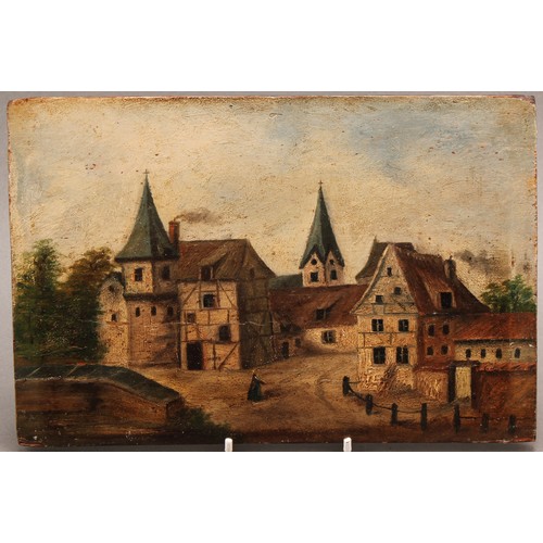 321 - Dutch School (19th century)  View of Town Square  unsigned, oil on panel, 16.5cm x 24cm