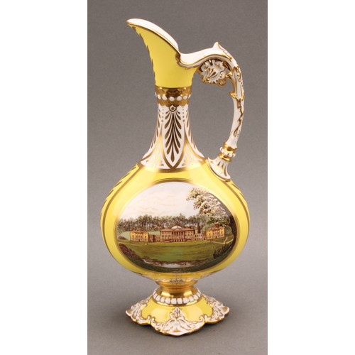 204 - Kedleston Vase - a Royal Crown Derby yellow ground ewer, designed by June Branscombe, decorated with... 