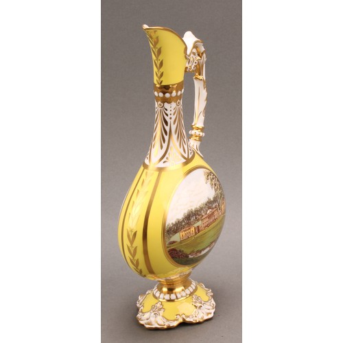 204 - Kedleston Vase - a Royal Crown Derby yellow ground ewer, designed by June Branscombe, decorated with... 