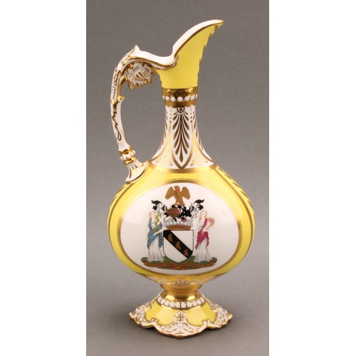 204 - Kedleston Vase - a Royal Crown Derby yellow ground ewer, designed by June Branscombe, decorated with... 