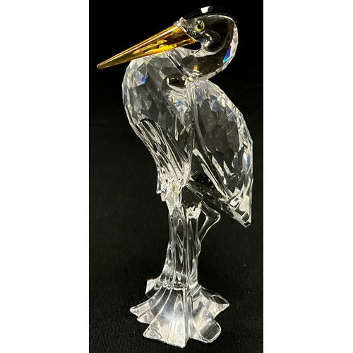 38 - Swarovski crystal Heron figure, 15cm high, with certificate and box.