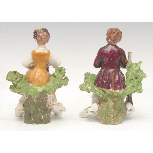 186 - A pair of Bloor Derby porcelain pot pourri vases and covers, each asymmetrical vase encrusted with c... 