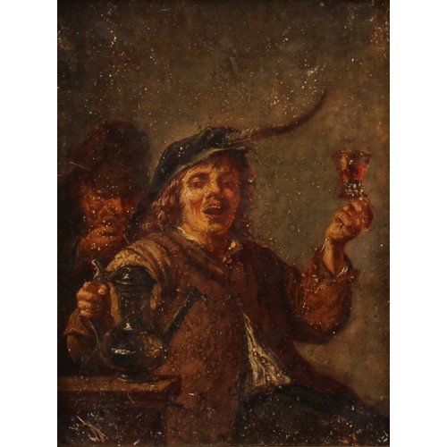 529 - English School (18th century)
The Ale Drinker  
unsigned, oil on copper panel, 15cm x 11cm; others s... 