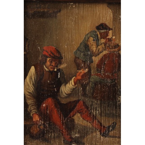 319 - Dutch School (19th century)  The Pipe Smokers  unsigned, oil on panel, 14cm x 9.5cm