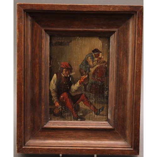 319 - Dutch School (19th century)  The Pipe Smokers  unsigned, oil on panel, 14cm x 9.5cm