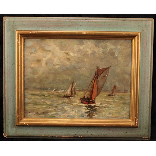 312 - Continental School (early 20th century) 
Yachts at Sea 
indistinctly signed and dated, oil on board,... 