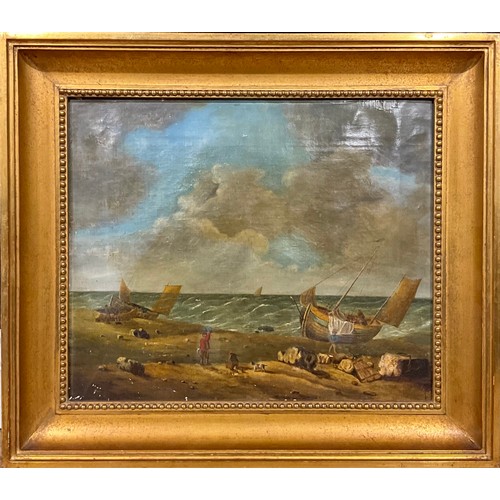 318 - Dutch School (18th century) 
The Herring Catchers 
unsigned, indistinctly inscribed to verso, oil on... 