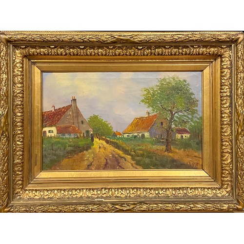 554 - English School (19th century) 
The Farm Track 
monogrammed SDW, oil on canvas, 26cm x 42cm