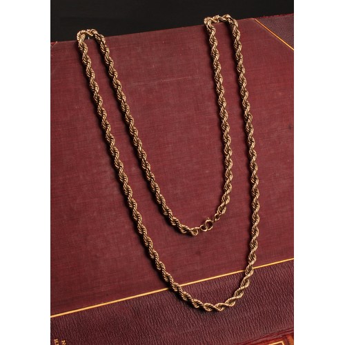 1211 - A heavy weight 9ct gold rope twist necklace, 74cm long, Birmingham 1975, 70.8g gross