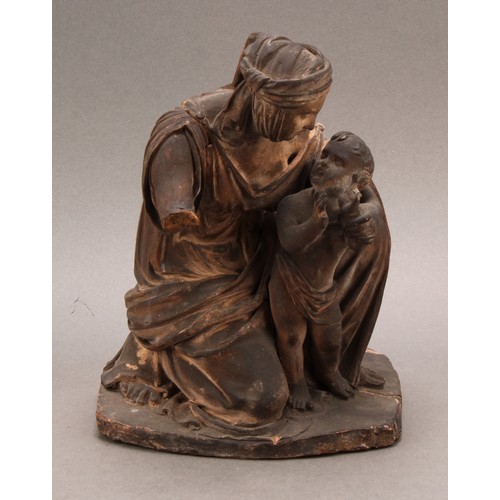 1964 - Italian School (18th century or earlier), terracotta bozzetto, Madonna and Child, Madonna kneeling w... 