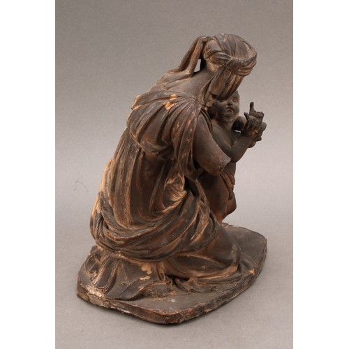 1964 - Italian School (18th century or earlier), terracotta bozzetto, Madonna and Child, Madonna kneeling w... 