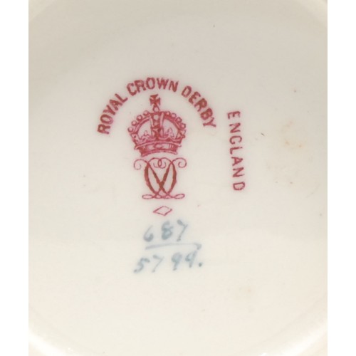 197 - A Royal Crown Derby lobed ovoid ewer, painted in the manner of W.E.J. Dean, with sailing boats again... 