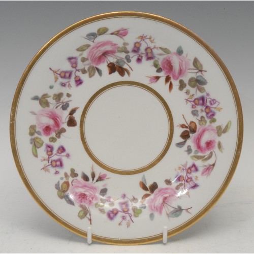 62 - A Flight Barr and Barr circular plate, attributed to William Billingsley, painted with a loose band ... 