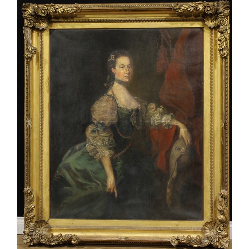 328 - English School (19th century),
Portrait of a Lady of Title,
three-quarter length, lace trimmed green... 