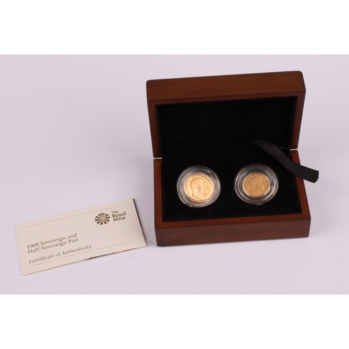 Royal Mint 1908 Sovereign and Half-Sovereign Pair Gold Coin Set ...