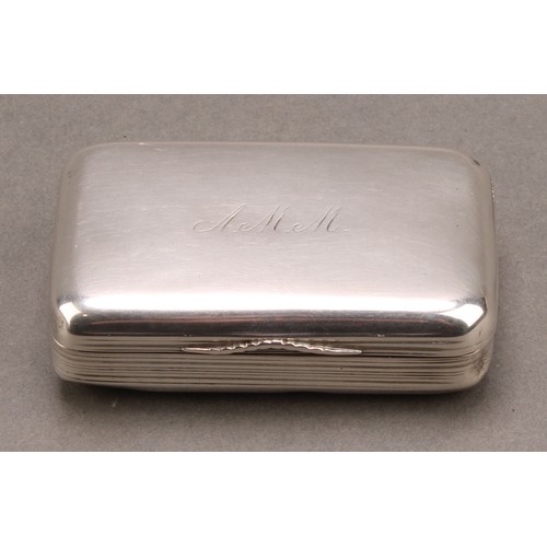 718 - A 19th century Swedish silver rounded rectangular snuff box, hinged cover, 7cm wide, date code for 1... 