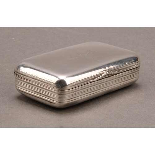 718 - A 19th century Swedish silver rounded rectangular snuff box, hinged cover, 7cm wide, date code for 1... 