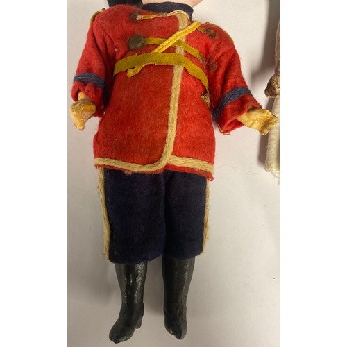 6413 - An Armand Marseille 1894 bisque head soldier boy doll, fixed eyes, open mouth, blond curly hair, wea... 