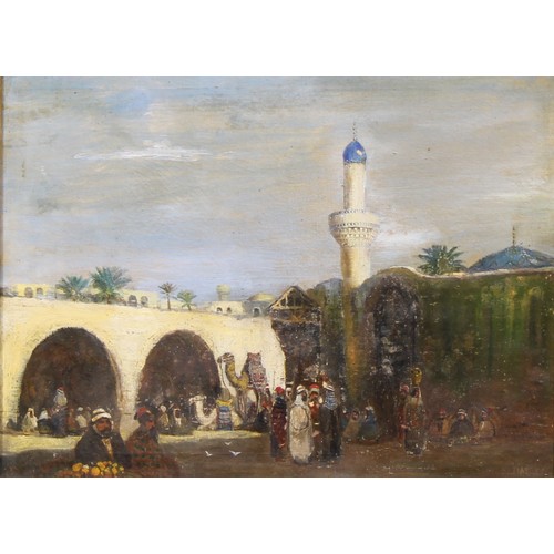 517A - Nash (English School, 19th/20th century) 
Market Scene, Morocco 
signed, oil on canvas, 44cm x 59cm