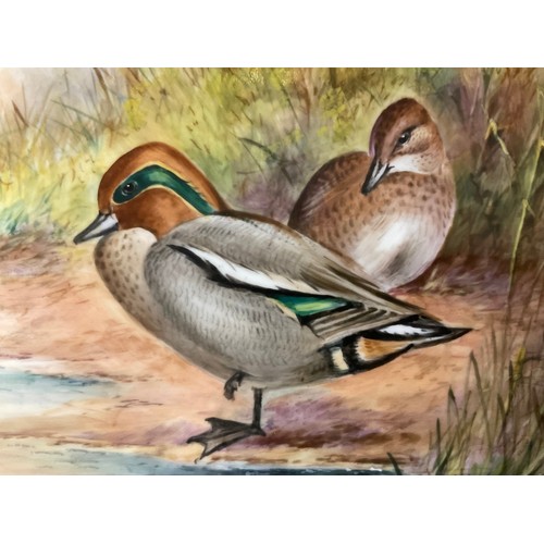 136A - A pair of Royal Worcester porcelain rectangular panels, painted by Edward Townsend, signed, with Gre... 