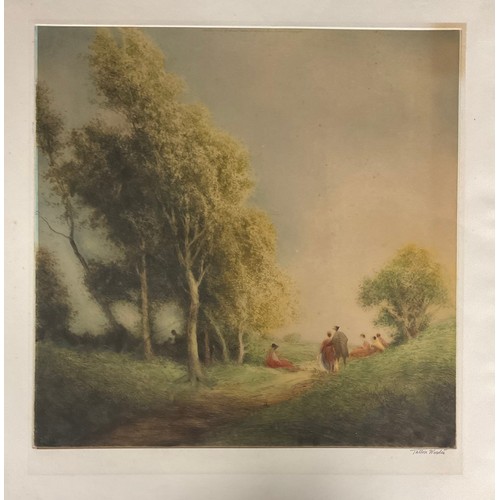 433A - William Tatton Winter, R.B.A., (1855 - 1928), by and after, The Picnic, coloured etching, signed in ... 