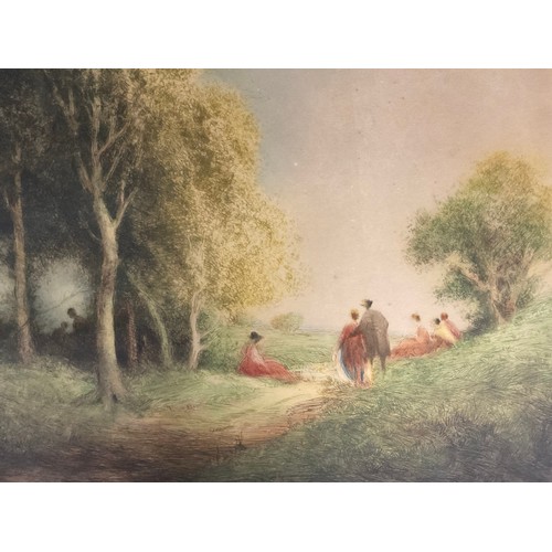 433A - William Tatton Winter, R.B.A., (1855 - 1928), by and after, The Picnic, coloured etching, signed in ... 