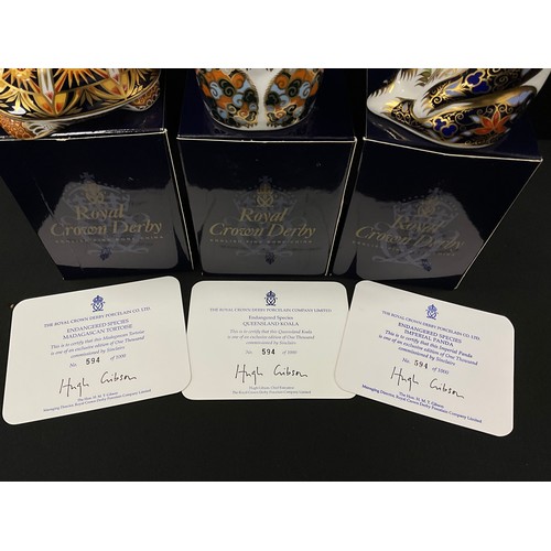 3 - Royal Crown Derby -  three limited edition Endangered Species paperweights, Queensland Koala, Imperi... 